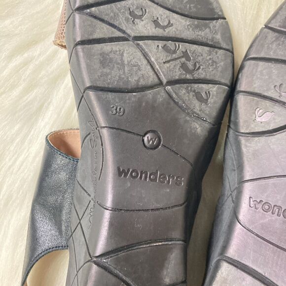 WONDERS Spain Leather Slingback Ankle Strap Snake Slide Sandal 39 EU US 8 Shoe - Picture 2 of 8